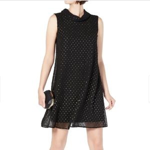 NWT Connected Blk/Gld Clipdot Roll Neck Dress 4P